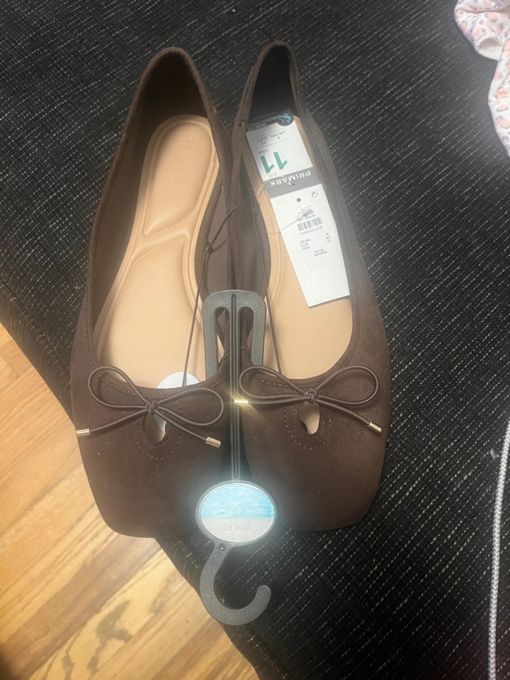 Primark Chocolate Brown Suede Ballet Flats with Bow